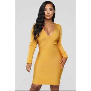 Saturday Night Bandage Dress- Mustard
